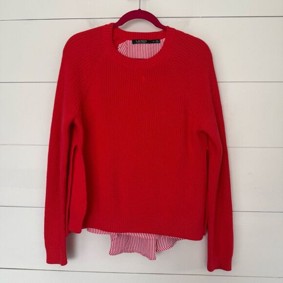 Lauren Ralph Lauren Women’s Large Red 100% Cotton Sweater - Picture 1 of 5